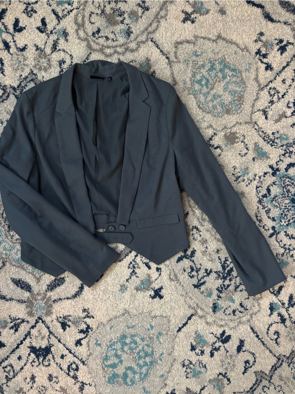 Dark Slate Gray Crop Blazer - Classic Tailored Jacket
